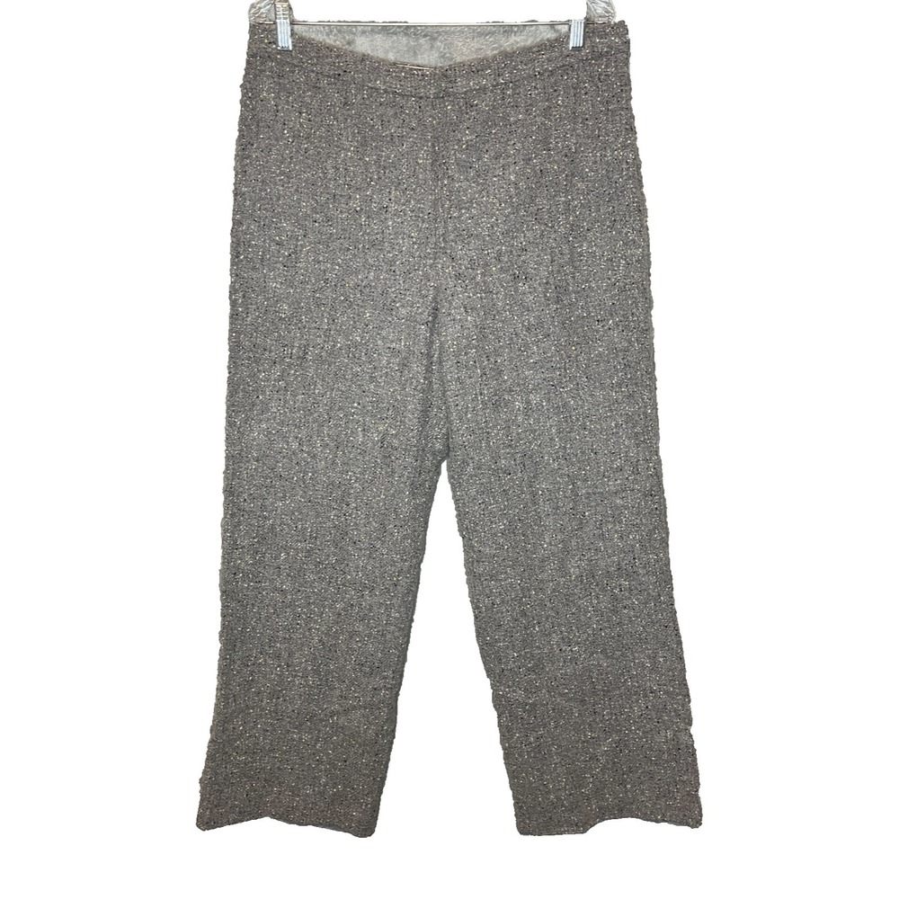 Women Classic Speckled Tweed Flat Front Extra Wide Leg Dress Pant 14 Office